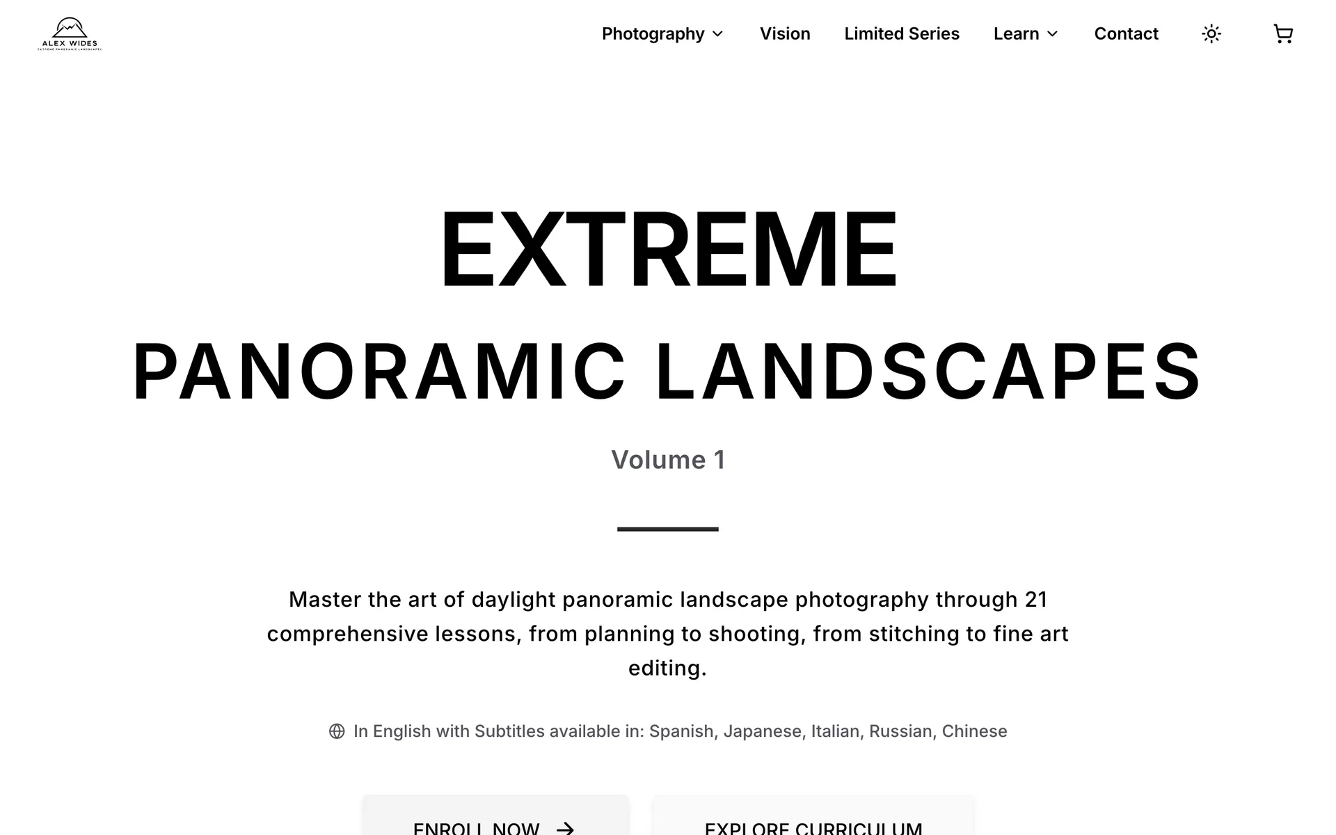La landing di un corso di fotografia