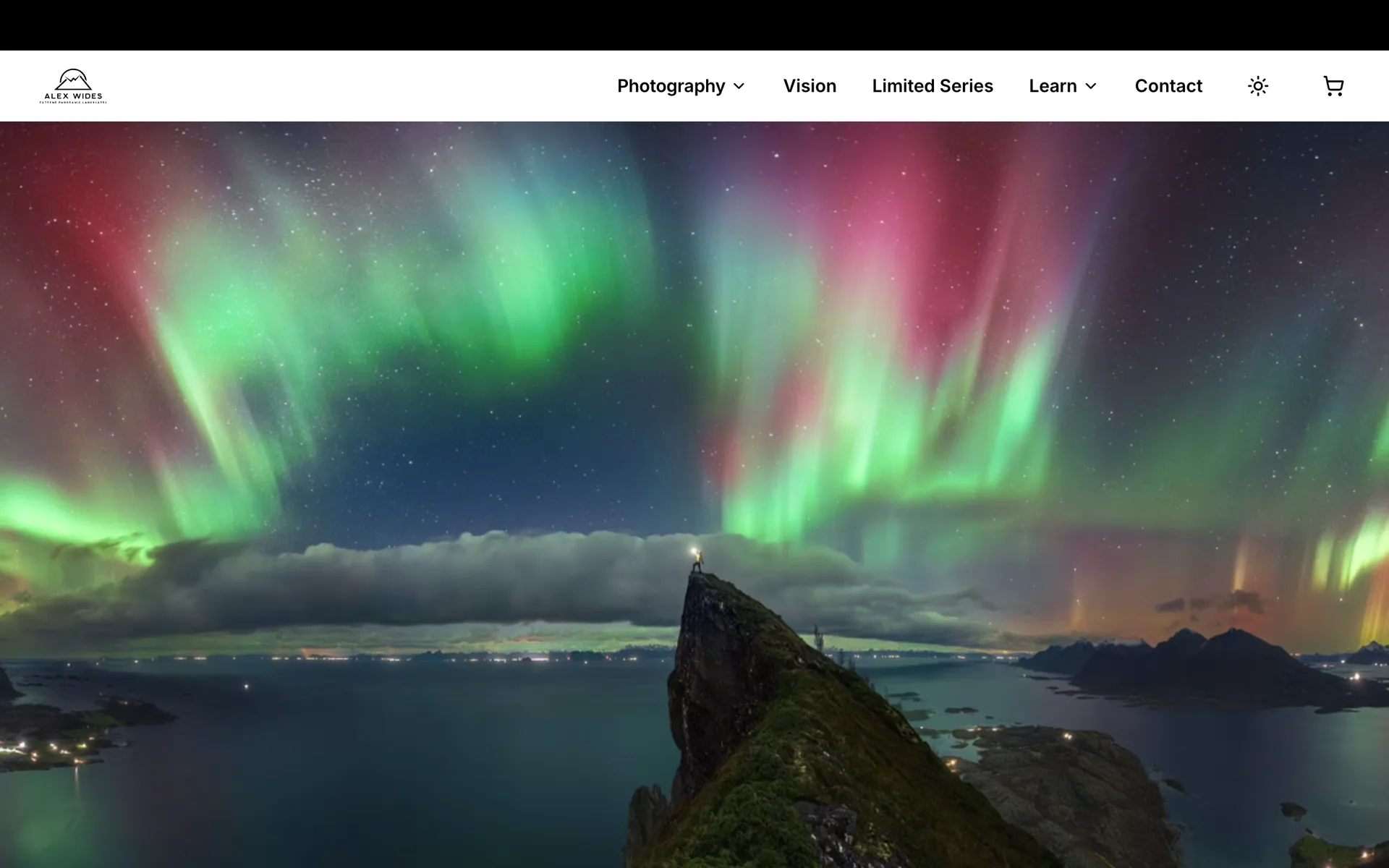 La home di alexwides.com con le collezioni fotografiche in evidenza