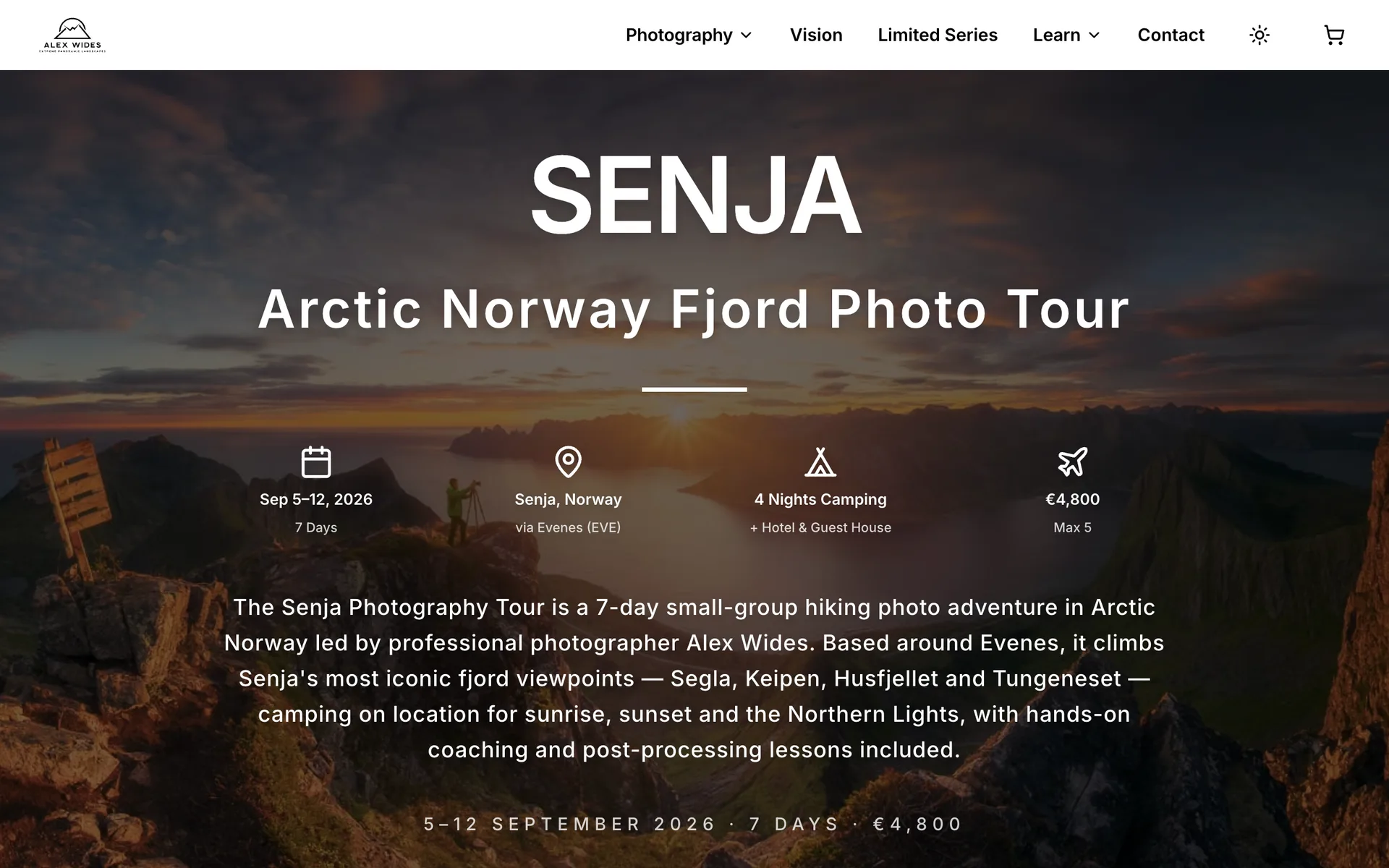 La pagina di un photo tour con l'itinerario