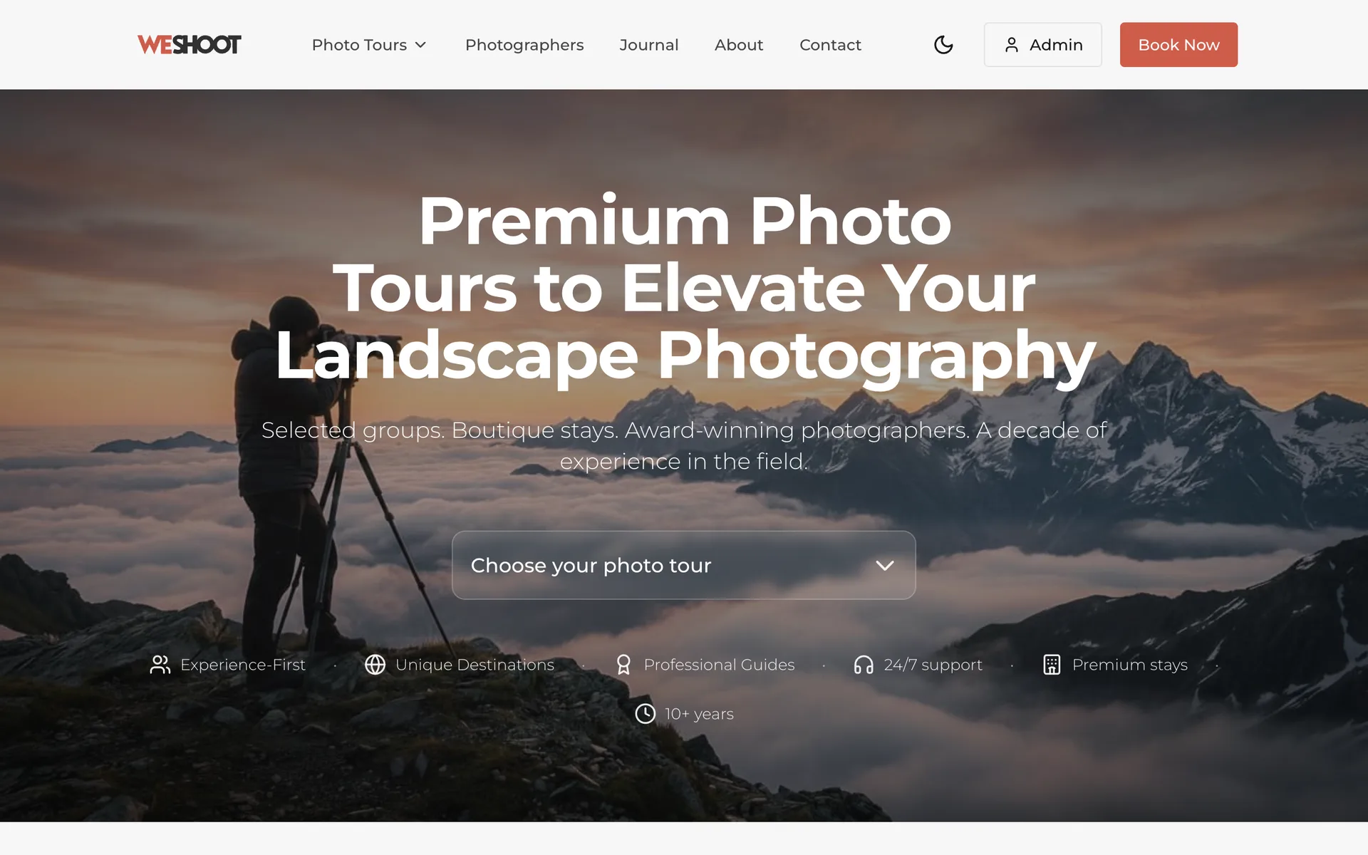 La home di WeShoot Photo Tours con il catalogo dei viaggi fotografici